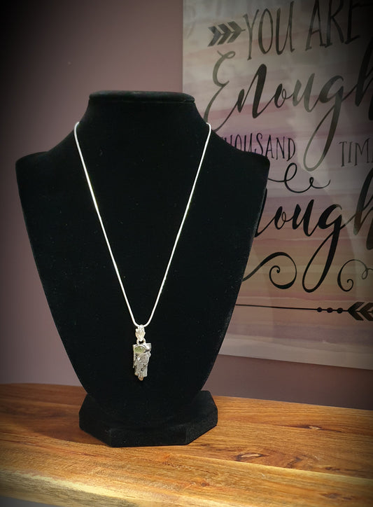 ~ Beautiful Unique Designer Pendant Moldavite & Meteorite ~
