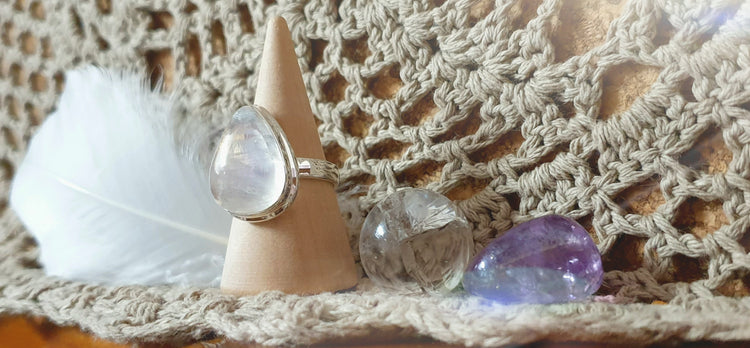~ Blue Fire Moonstone Ring ~