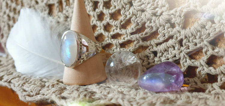 ~ Blue Fire Moonstone Ring ~