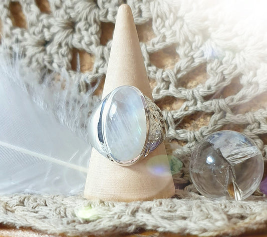 ~ Blue Fire Moonstone Ring ~