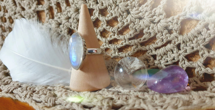 ~ Blue Fire Moonstone Ring ~