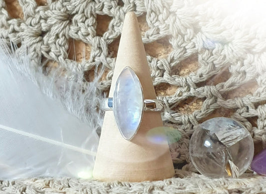 ~ Blue Fire Moonstone Ring ~