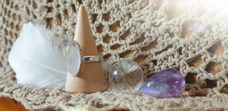 ~ Blue Fire Moonstone Ring ~