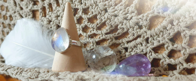 ~ Blue Fire Moonstone Ring ~