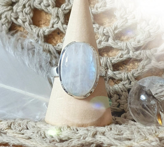 ~ Blue Fire Moonstone Ring ~