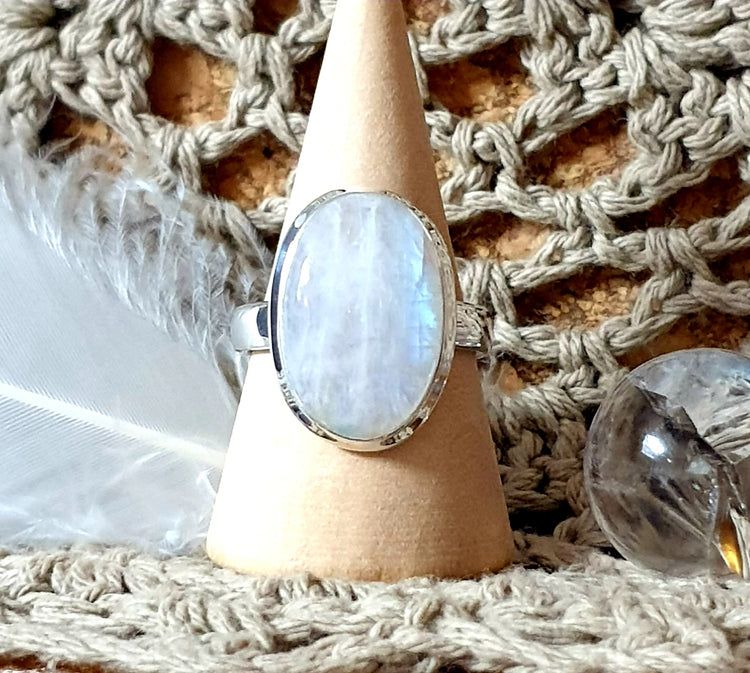 ~ Blue Fire Moonstone Ring ~