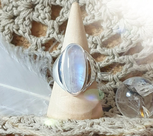 ~ Blue Fire Moonstone Ring ~