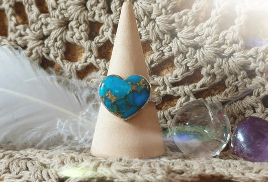 ~ Blue Copper Turquoise Heart Ring ~