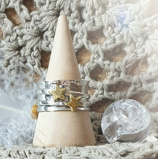 ~ Silver & Brass Star Spinner Ring ~