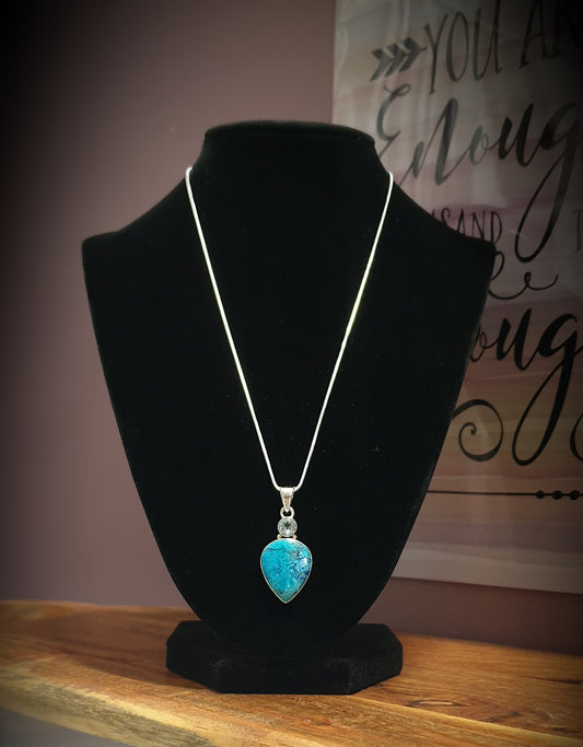 ~ Shattuckite & Blue Topaz Pendant ~