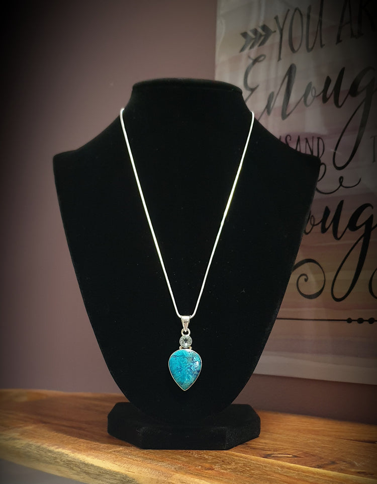 ~ Shattuckite & Blue Topaz Pendant ~