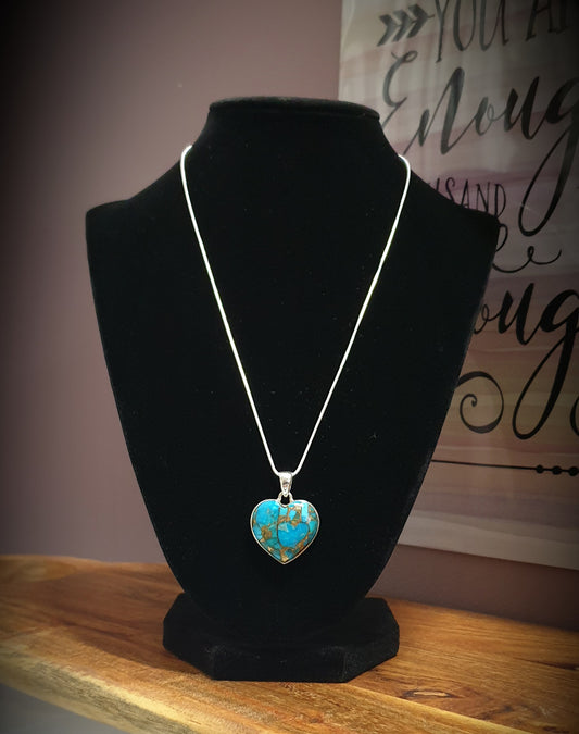 ~ Blue Copper Turquoise Heart Pendant ~
