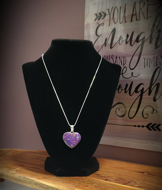 ~ Purple Copper Turquoise Heart Pendant ~