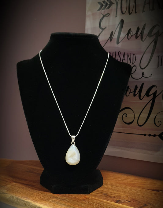 ~ Gold Pearl Window Druzy Pendant ~