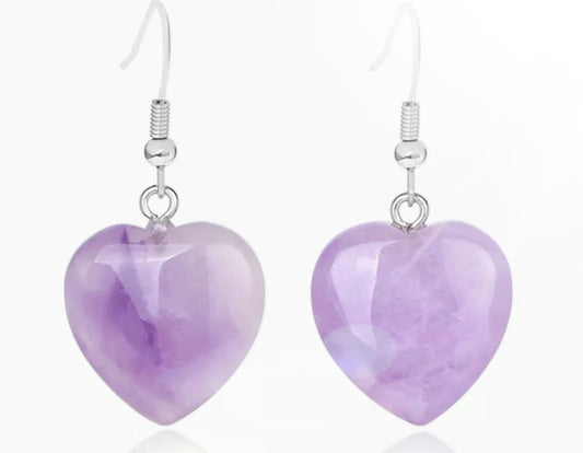 ~ Amethyst Heart Earrings ~