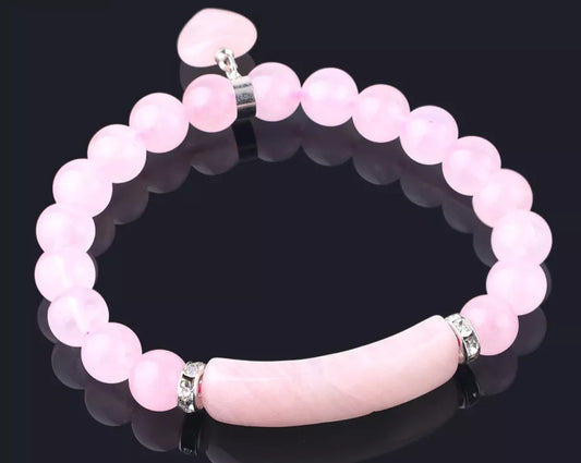 ~ Rose Quartz Bracelet With Heart ~
