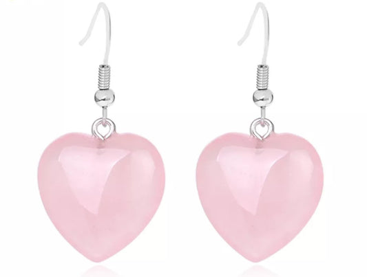 ~Rose Quartz Heart Earrings ~