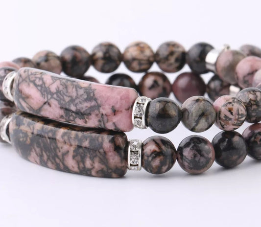 ~ Rhodonite Bracelet With Heart ~