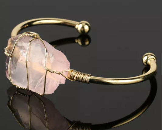 ~ Rose Quartz Cuff Bangle ~