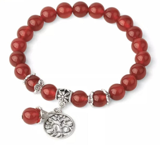 ~ Red Agate Tree Of Life Bracelet ~