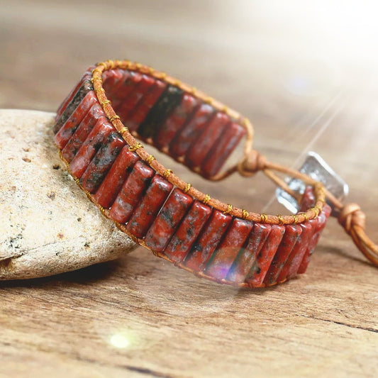 ~ Red Jasper Leather Bracelet ~