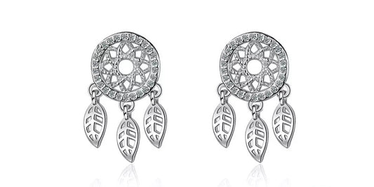 ~ Silver Sparkly Dreamcatcher Earrings ~