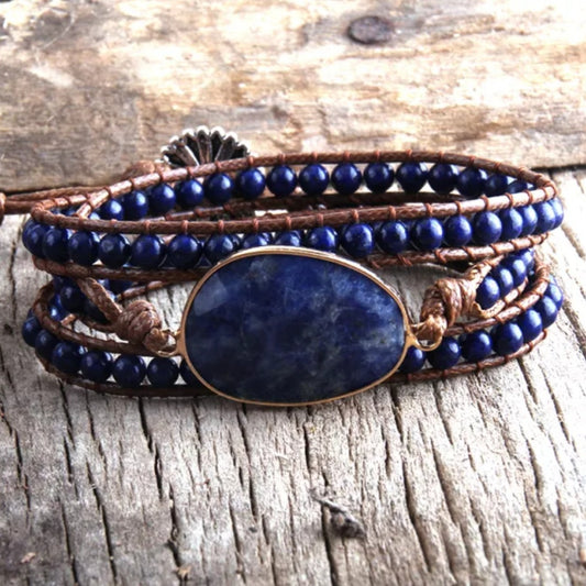 ~ Lapis Lazuli Bohemian Multi-Wrap Bracelet ~