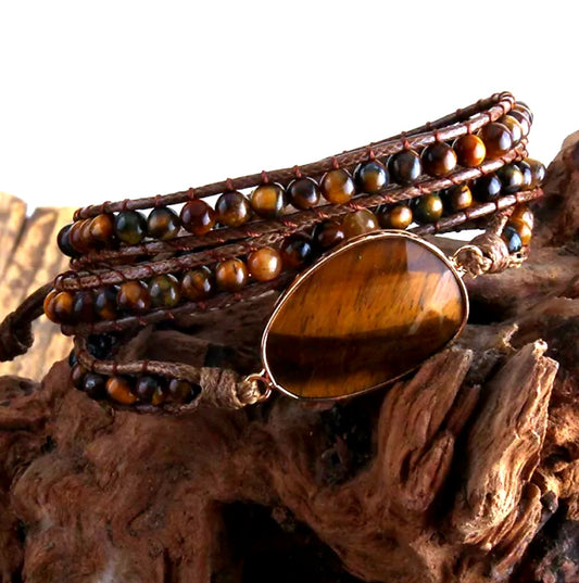 ~ Tigers Eye Bohemian Multi-Wrap Bracelet ~