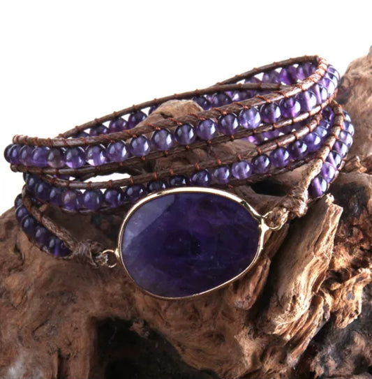 ~ Amethyst Bohemian Multi-Wrap Bracelet ~