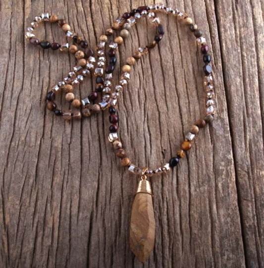 ~ Picture Jasper & Tigers Eye Boho Necklace ~