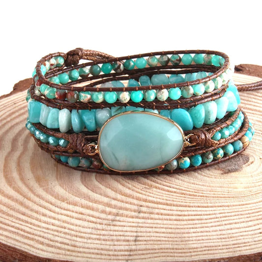 ~ Amazonite Bohemian Multi-Wrap Bracelet ~