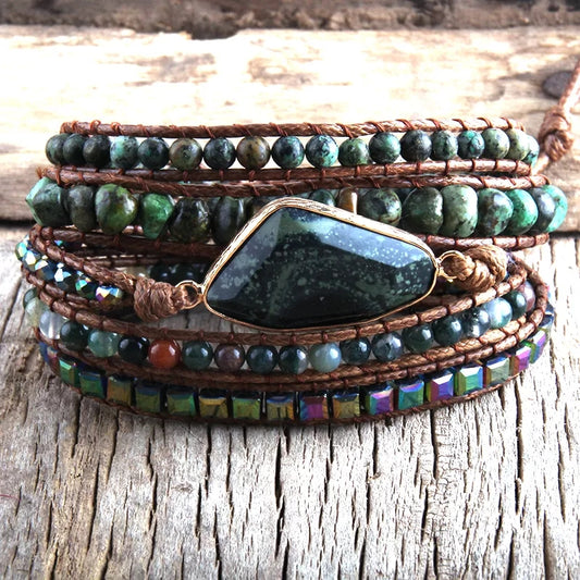 ~ African Turquoise Bohemian Multi-Wrap Bracelet ~