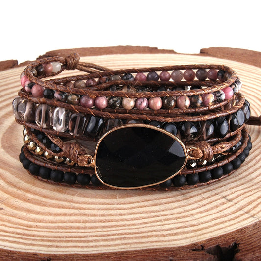 ~ Black Onyx Bohemian Multi-Wrap Bracelet ~
