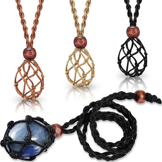 ~ Adjustable Cord Gemstone Holder Necklace ~