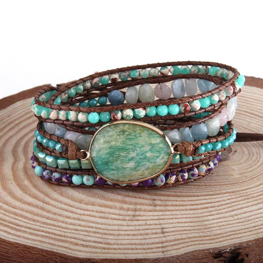 ~ Amazonite Bohemian Multi-Wrap Bracelet ~
