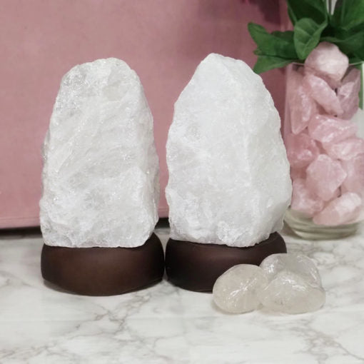 ~ Clear Quartz Lamp With Timber Base ~