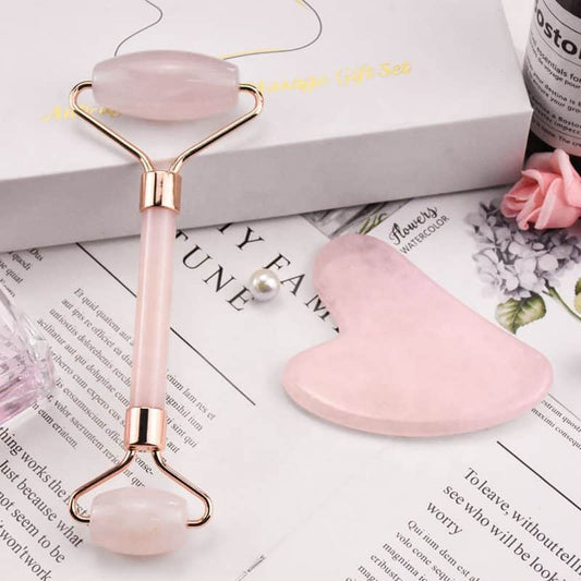 ~ Rose Quartz Facial Roller & Gua Sha Set ~