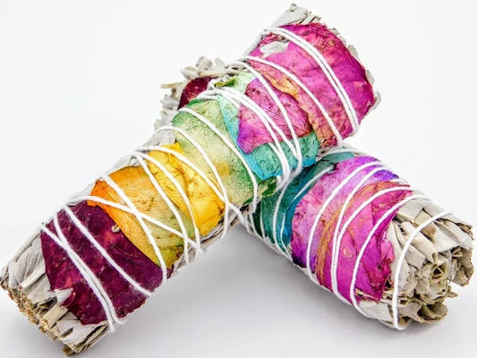 ~Sage & Rainbow Coloured Rose Petals~