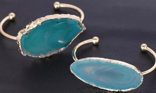 ~ Green Agate Cuff Bangle ~