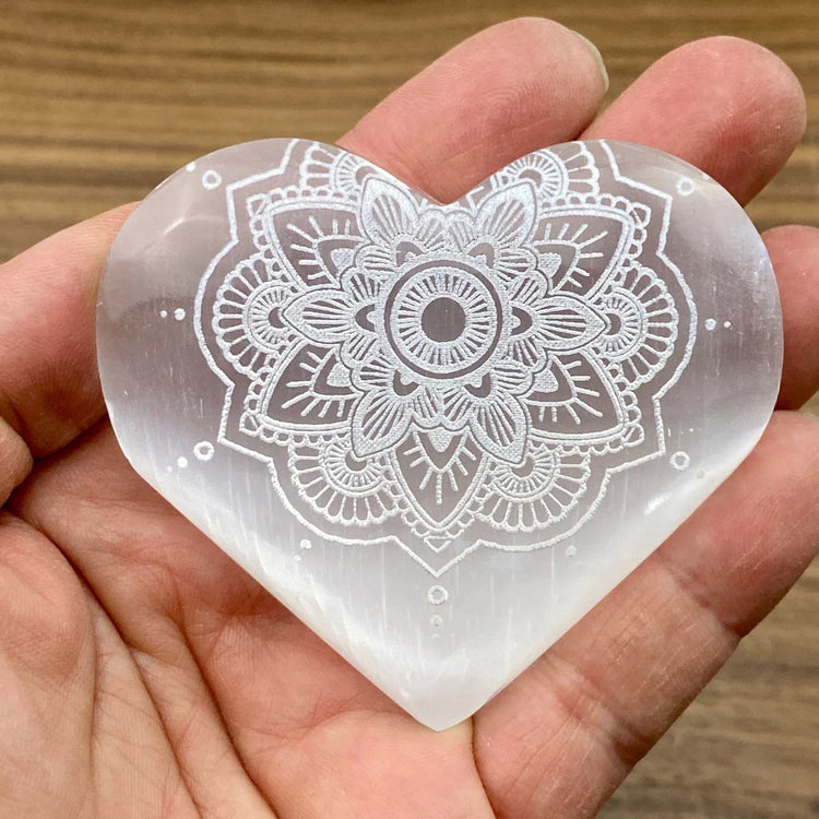 ~Beautiful Engraved Selenite Heart~