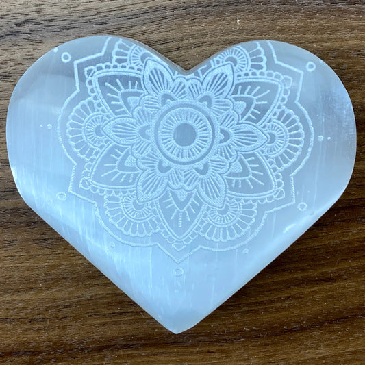 ~Beautiful Engraved Selenite Heart~
