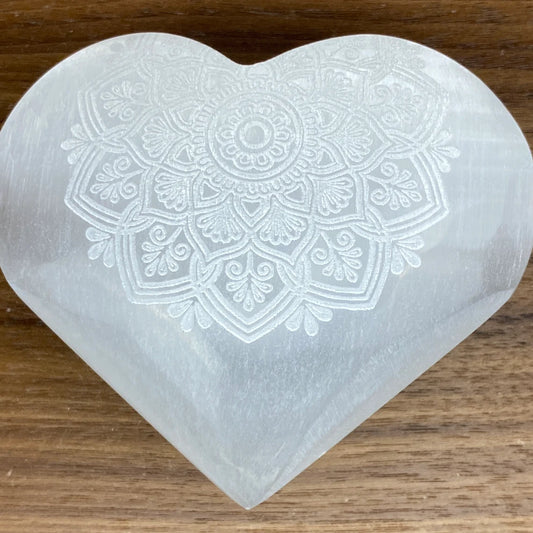 ~Beautiful Engraved Selenite Heart~