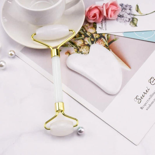 ~ Clear Quartz Facial Roller & Gua Sha Set ~